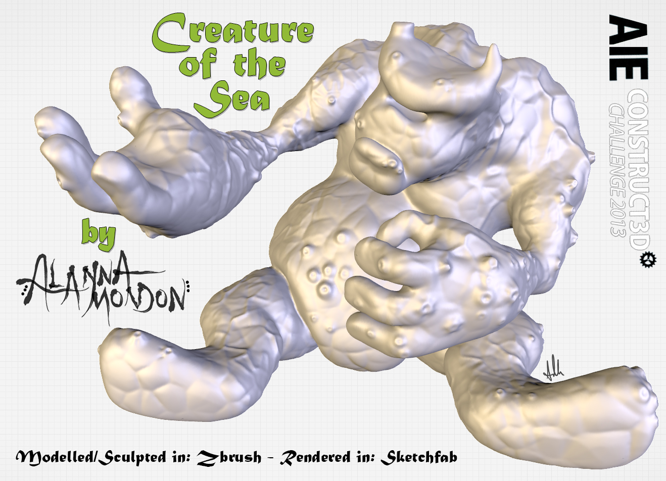 Render of the Creature of the Sea sculpt
